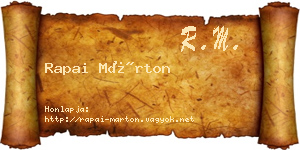 Rapai Márton névjegykártya